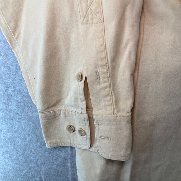 Vintage Orvis XXL Cream Khaki Safari Hunting Shirt Long Sleeve Button Up (Lot #2 - Picture 6 of 8